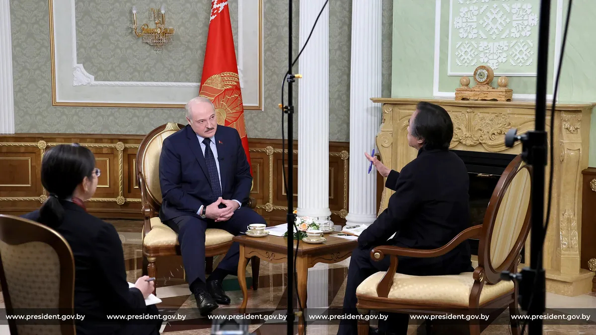 Alyaksandar Lukashenka during an interview with Japan’s TBS channel. Photo: president.gov.by