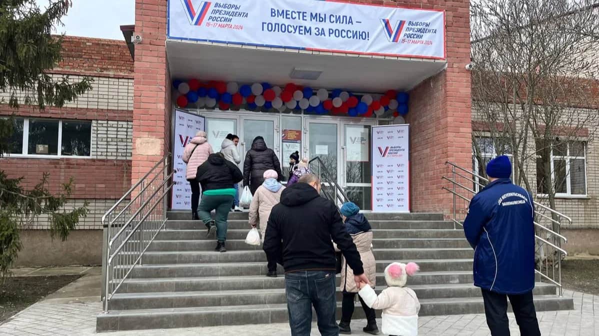 A polling station in the Russian-occupied part of Ukraine’s Kherson region, 17 March 2024. Photo: izbirkomherson / Telegram
