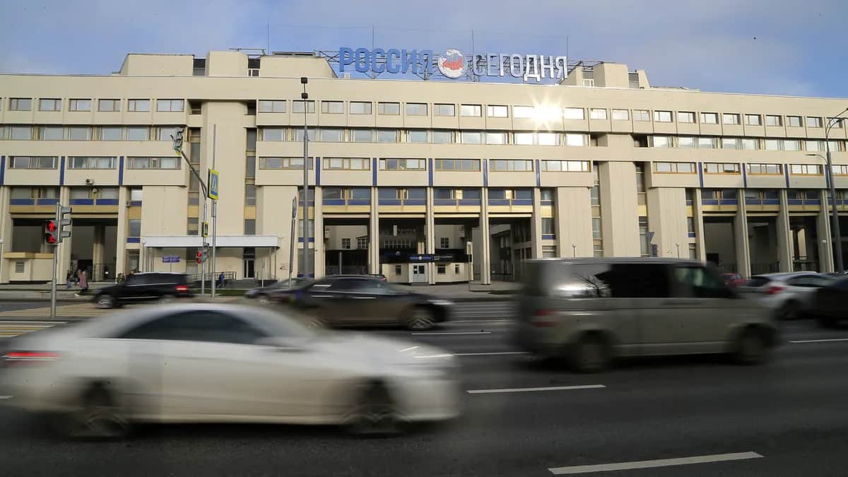 The Moscow headquarters of Russian state-owned media group Rossiya Segodnya, the parent company to news agencies RIA Novosti and Sputnik. Photo: EPA-EFE / MAXIM SHIPENKOV