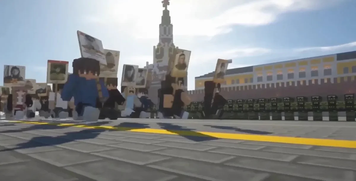 The ‘Immortal regiment’ procession in Minecraft