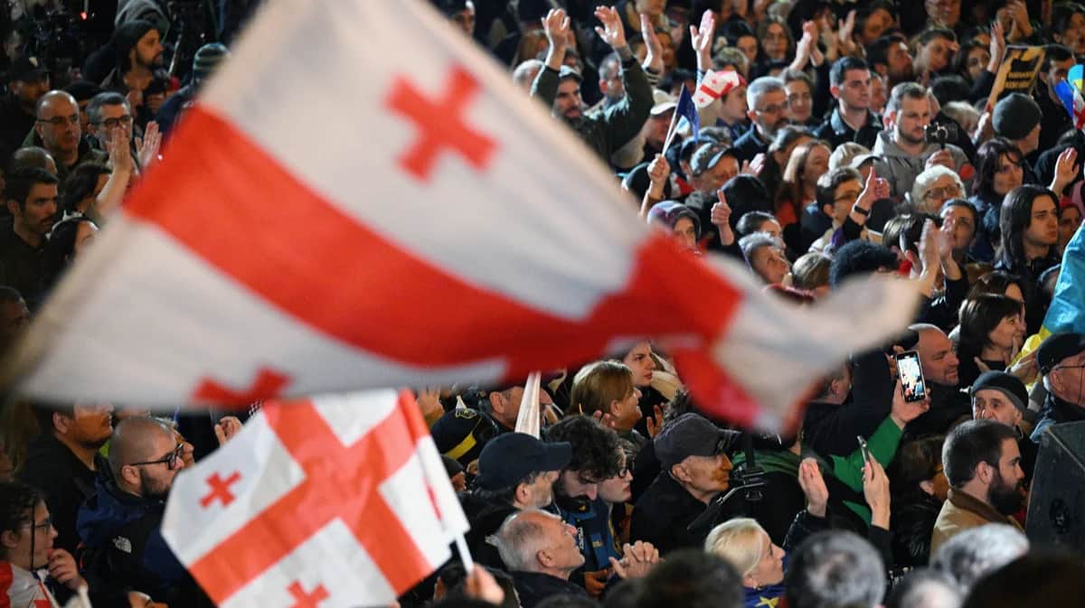 Митинг против результатов парламентских выборов, Тбилиси, Грузия, 28 октября 2024 года. Фото: Евгений Разумный / Коммерсантъ / Sipa USA / Vida Press
