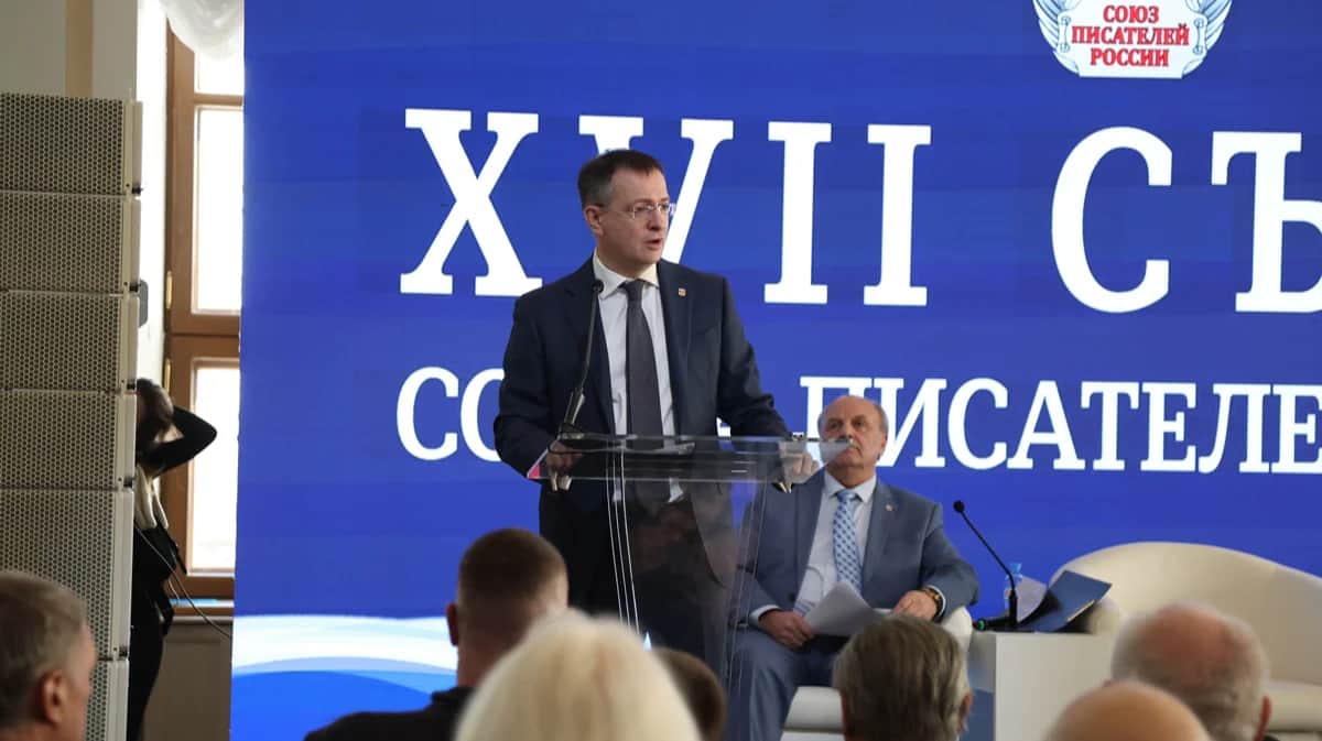 Владимир Мединский на съезде Союза писателей Россия, 3 марта 2025 года. Фото: страница союза писателей в VK