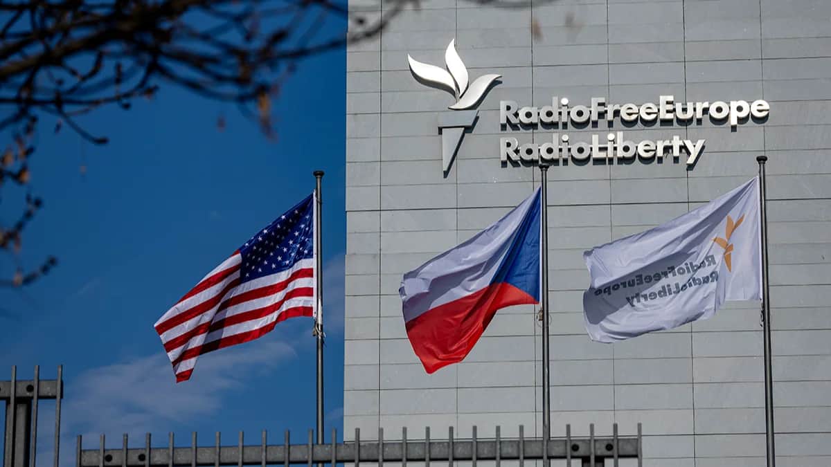 Штаб-квартира «Радио Свободная Европа/Радио Свобода» в Праге, Чешская Республика, 10 февраля 2025 года. Фото: Martin Divisek / EPA-EFE