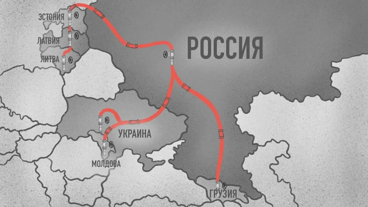 Путь российского газа до 2022 года. Иллюстрация: Анастасия Картовенко/ Ziarul de Gardă