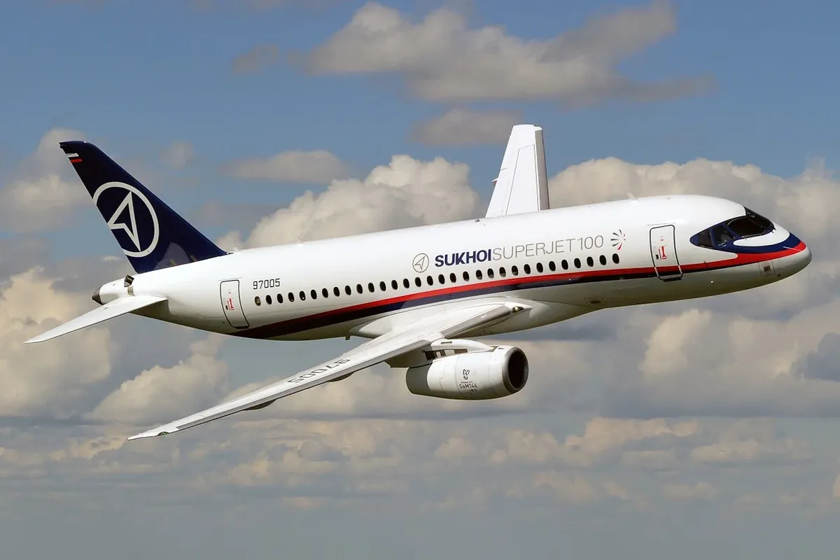 Sukhoi Superjet 100 (RA-97005). Photo: <a href="https://commons.wikimedia.org/w/index.php?curid=75161445">Wikimedia Commons</a>, SuperJet International