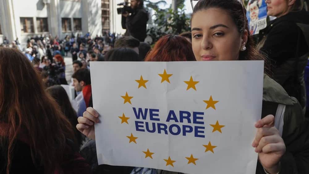 Протесты в Тбилиси, март 2023 года. Фото: EPA-EFE/ZURAB KURTSIKIDZE