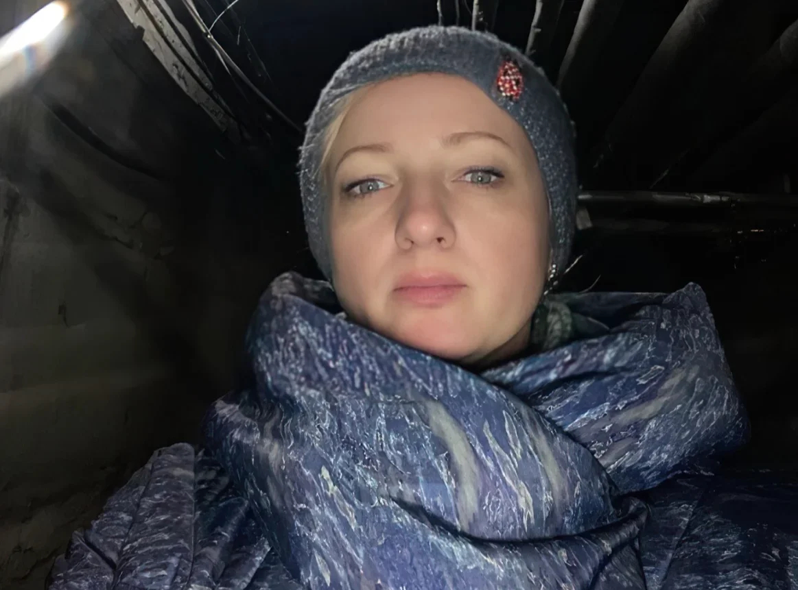 Viktoria Druzenko in a basement in Bucha. Photo from her personal archive