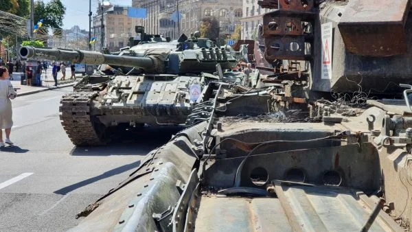 The “parade” from the Ukrainian Independence Day. All the wrecks were from Sumy. Photo: Jens Alstrup