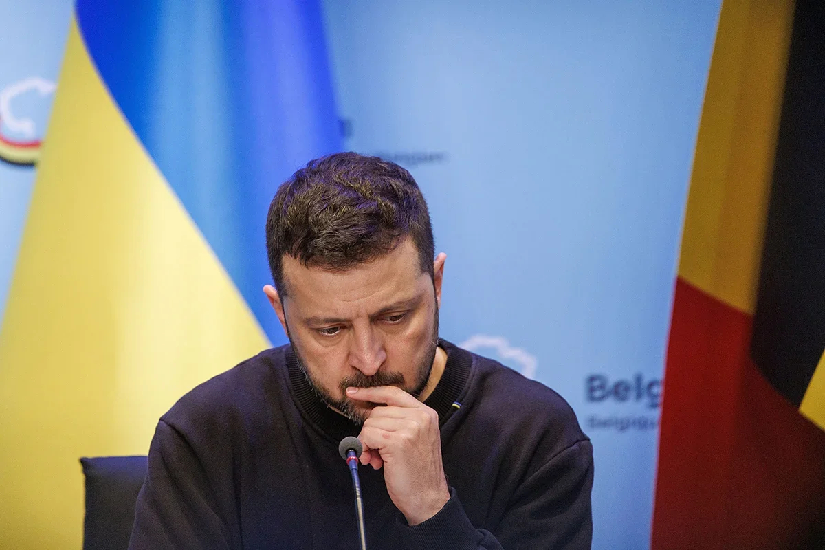 Ukrainian President Volodymyr Zelensky visits the office of the Belgian Prime Minister Alexander De Croo in Brussels, 28 May 2024. Photo: Olivier Matthys / EPA-EFE