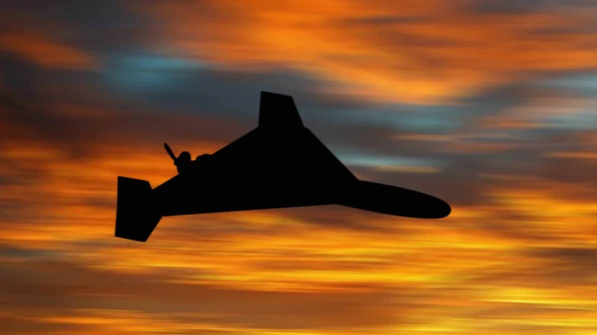 A Shahed-136 drone. Photo: Alexander Gusev / Pacific Press / Sipa / Scanpix / LETA