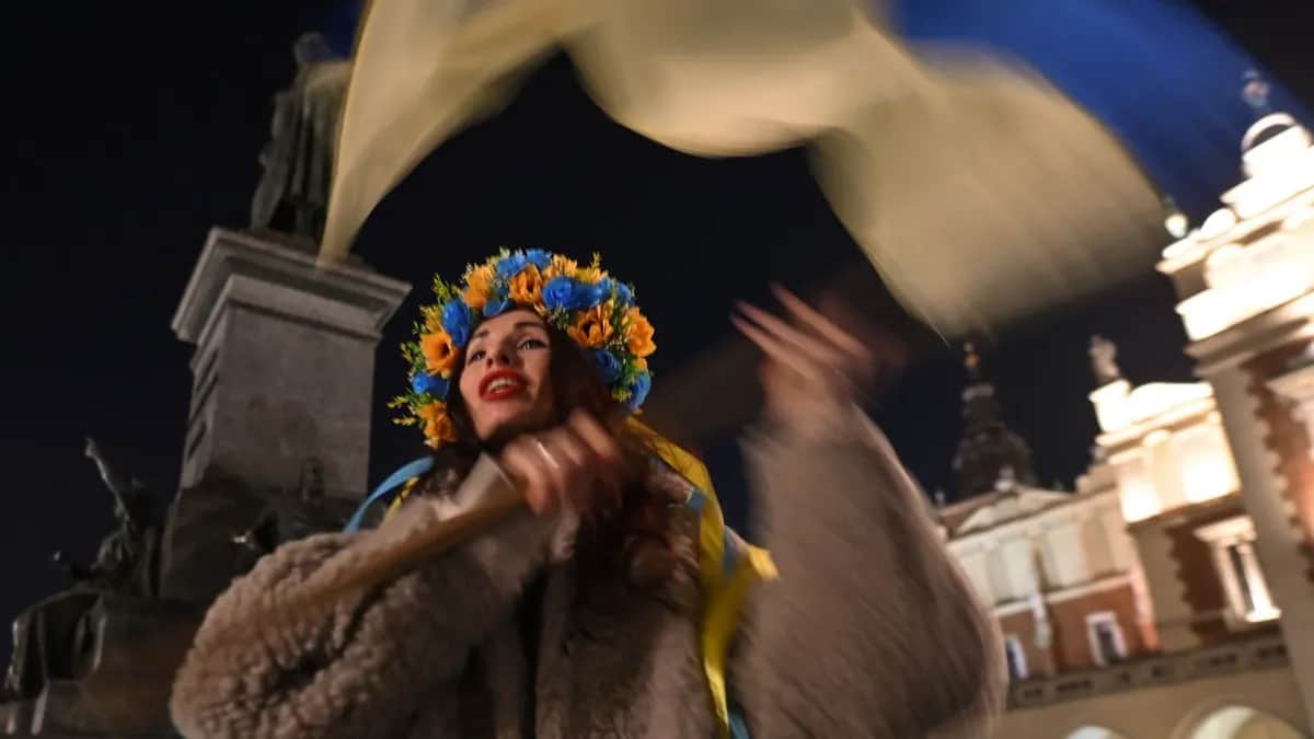 Акция в поддержку Украины в Кракове. Фото: Artur Widak / NurPhoto / Getty Images