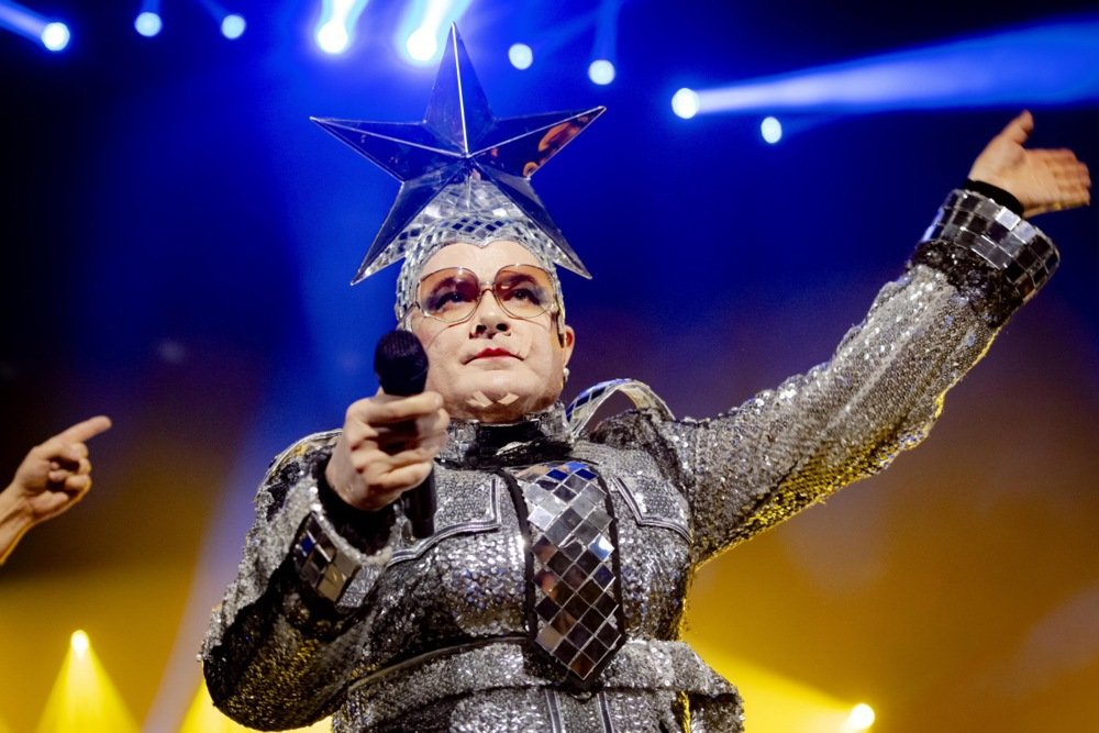 Verka Serduchka performs during the Big Eurovision Party in Amsterdam, The Netherlands, on 12 December 2024. Photo: EPA/RAMON VAN FLYMEN