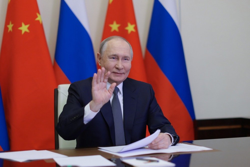 Vladimir Putin greets Xi Jinping during a video call, 21 January 2025. Photo: EPA-EFE / GAVRIIL GRIGOROV / SPUTNIK / KREMLIN POOL
