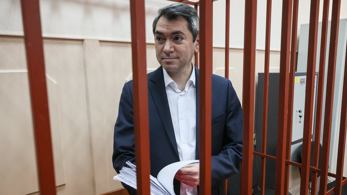 Grigory Melkonyants attends his court hearing in Moscow, 25 March 2025. Photo: EPA-EFE / MAXIM SHIPENKOV