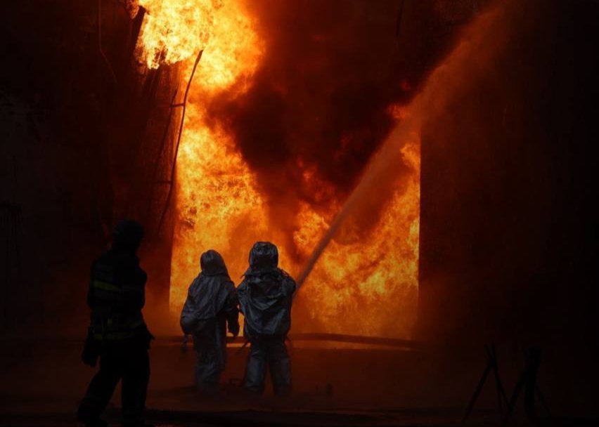 Firefighters tackle a blaze in Ukraine’s Chernihiv region. Photo: Zelensky / Telegram