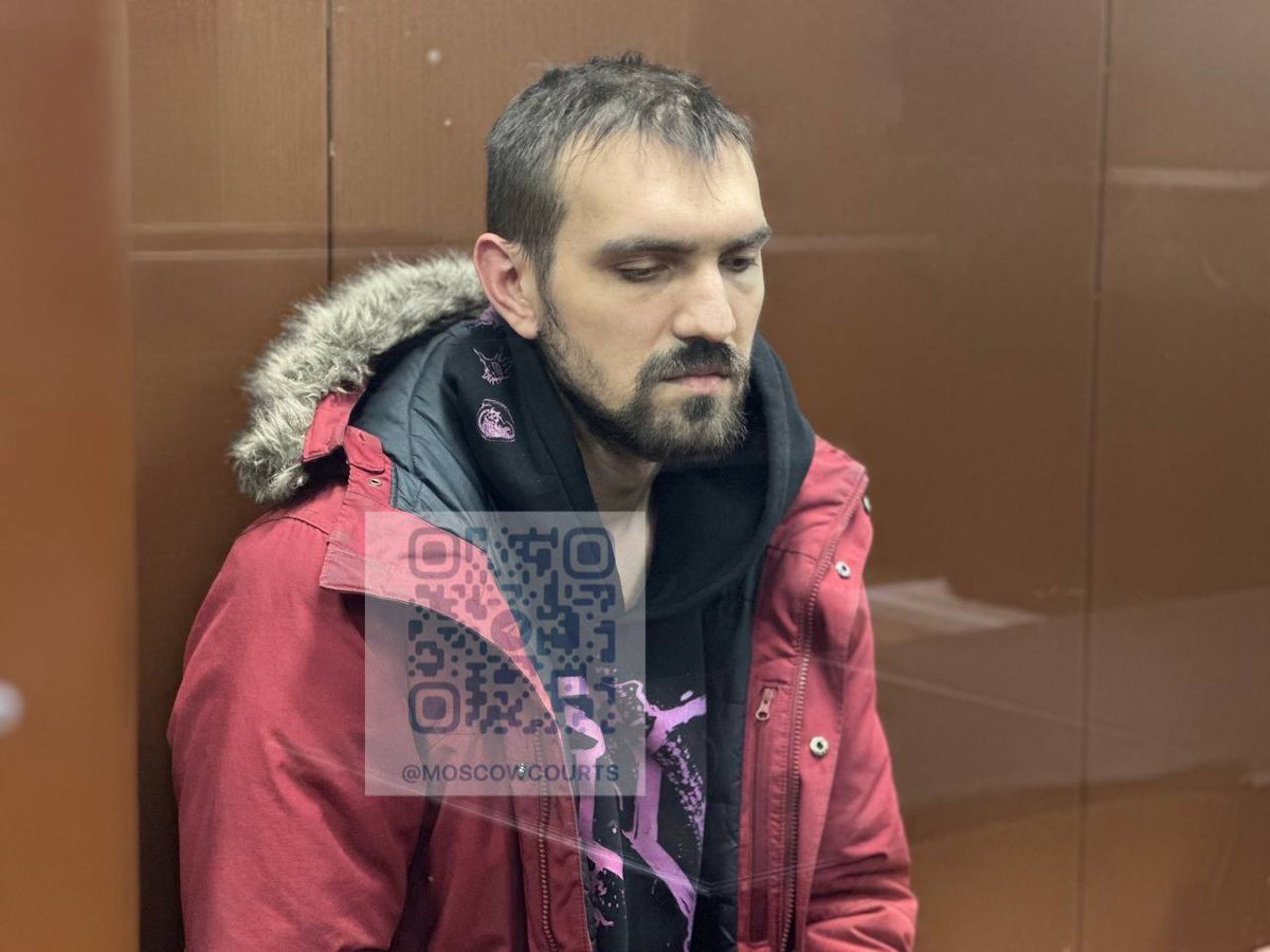Артемий Останин на заседании суда по избранию меры пресечения, 19 марта 2025 года. Фото: Суды общей юрисдикции Москвы /  Telegram