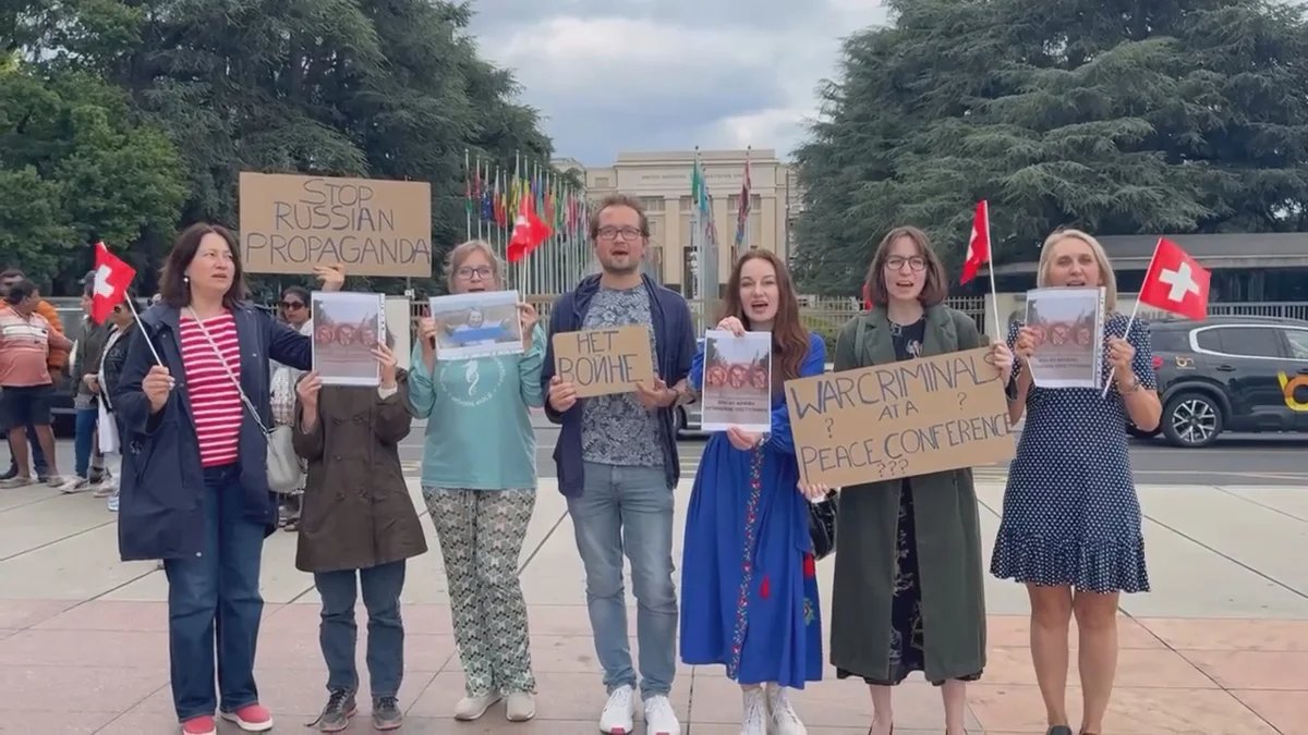 An anti-Matviyenko protest in Geneva, Switzerland, 28 July 2025. Photo: Marina Sotnikova /  Facebook