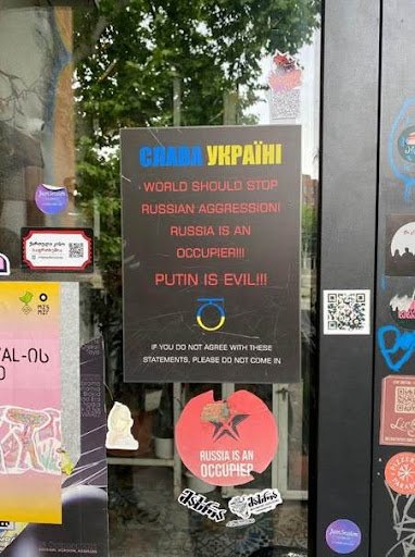 Anti-Putin posters, Dedeana Bar, Tbilisi. Photo: Georgie Archer