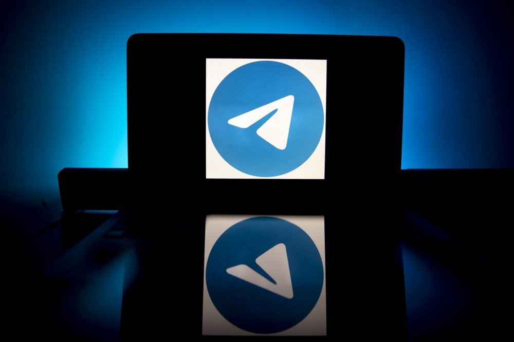 The logo of social media messaging application Telegram. Photo: EPA/IAN LANGSDON