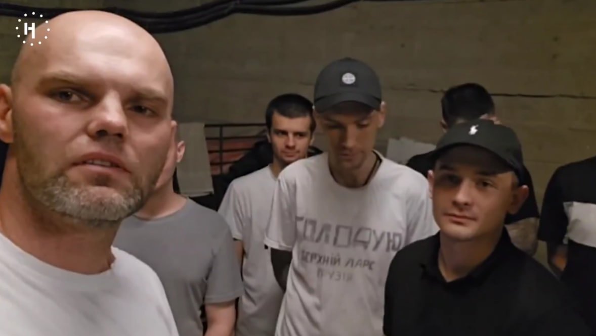 Screenshot from a video message sent to Novaya Gazeta Europe by Ukrainian former prisoners stuck at the Russian-Georgian border.