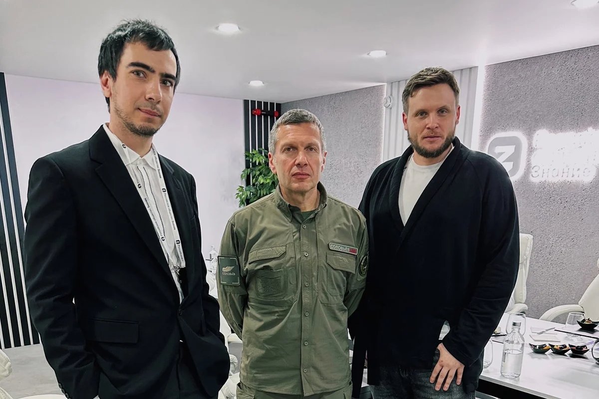 Vovan and Lexus with arch Russian propagandist Vladimir Solovyov, 26 April 2023. Photo: Vovan and Lexus / VK